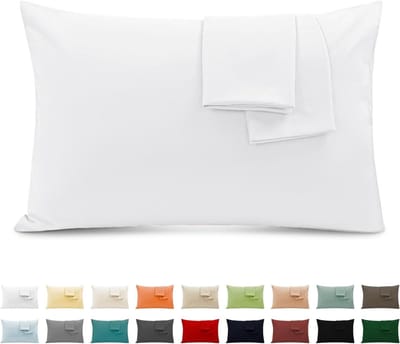Famanu - Kussenslopen 40x70 cm wit set 2, 100% katoen premium jersey superzacht, ademend en wasbaar, hoofdkussensloop