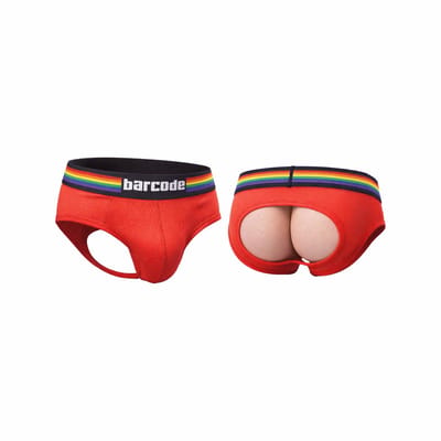 Barcode Berlin Backless Brief Pride Red - MAAT S - Erotisch Heren Ondergoed - Slip voor Man - Sexy mannen Slip