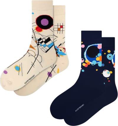 Kunst sokken - Wassily Kandinsky 2-Pack - Sokken Dames 36 40 - Biologisch Katoenen Sokken - funny socks happy - Vrolijke Sokken - Grappige Sokken - Sokken Cadeau