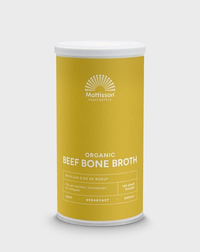 Mattisson - Runder Botten Bouillon Biologisch - Beef Bone Broth - Bottenbouillon Rijk aan Eiwitten, Mineralen, Aminozuren & Collageen - 180 gram