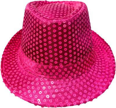 2 stuks gleufhoed - trilby hoedje - deuk hoedje - pailletten hoed - fuchsia - Toppers 2025
