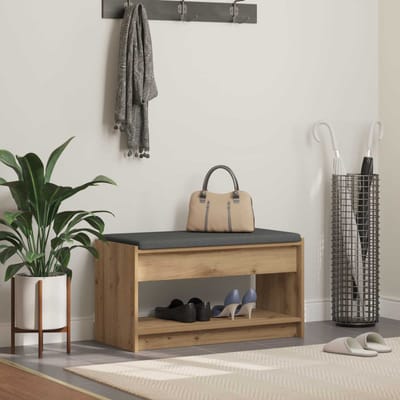 vidaXL - Hallenbank - Artisan - Eik - 83 - x - 38 - x - 45 - cm - Geengineerd - Hout - en - Stof