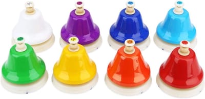 Kleurrijke 8-Noten Diatonische Handbells Set voor Muzikale Activiteiten, School en Bruiloft - Perfect voor Gezinsplezier en Educatie