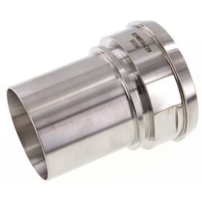 Din 11851 Melkkoppeling 100mm Laspuntstuk 3" (75mm) Slangpilaar RVS Veiligheidskraag