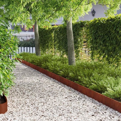 vidaXL - Gazonboord - met - omgebogen - bovenzijde - 10 - st - 103x15cm - Staal
