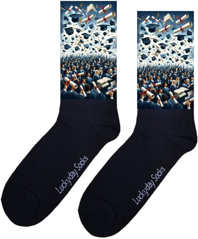 LuckyDay Socks - Geslaagd sokken - Diploma sokken - Examens - Trend nu - Geslaagd cadeau - Diploma cadeau - Leuke sokken - Grappige sokken - Diploma behaald - Gala - Trots - Vlag - Socks maken Happy - Maat 37-44