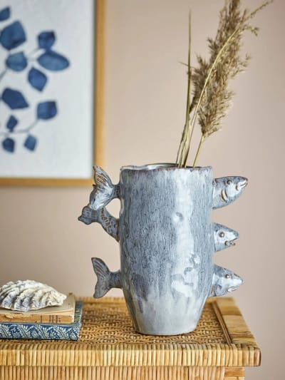 Bloomingville Vaas aardewerk blauw Tace 23cm