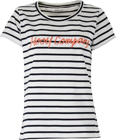 MOOI! Company - T-shirt streep - Korte mouw Top Lizz -Losse pasvorm - Kleur Navy Wit - L