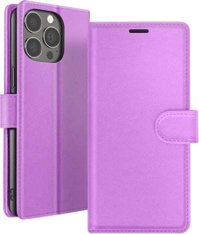 Zanae, Hoesje geschikt voor iPhone 13 Pro Max - Wallet Case & Magneetsluiting, Paars