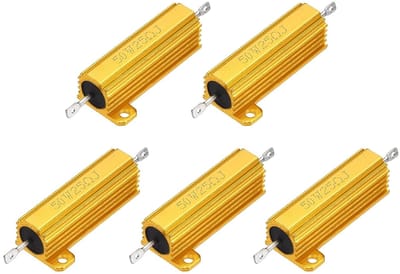 Weerstanden Set - Draadgewonden Componenten - Stroom Reguleren - Aluminium Behuizing - 50W 25 Ohm - Goud