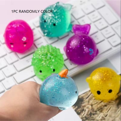Meerkleurige Jumbo Glitter Mochi Squishy Speelgoed Stressverlichtende Ballen Schattige Zeedieren Sensorisch Knijp Fidget Speelgoed Voor Volwassenen Kinderen multi