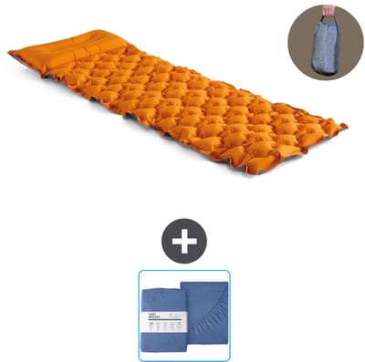 Intex Campingmat - 1-Persoons - 71 x 191 x 11 cm - Oranje - Inclusief en Hoeslaken