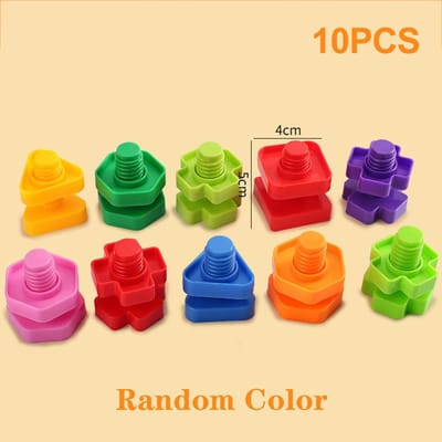 10/20 Stuks Set Schroef Bouwstenen Creatieve Mozaïek Puzzel Speelgoed Voor Kinderen Plastic Insteekblokken Moer Vorm Jongens Educatief Speelgoed