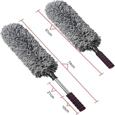 Autostofdoek Borstel - Microvezel Reiniger - Auto Poetsen - Uitschuifbaar Telescoop - 48 cm - Grijs