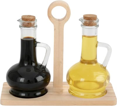 Cheffinger Olie- en Azijn Set Incl. Houder - Bamboe