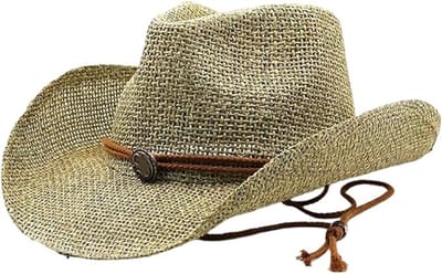 KZQ Zomerse Strooien Cowboyhoed Voor Dames Westernstijl Lichtgewicht Accessoire Voor Buiten En Reis