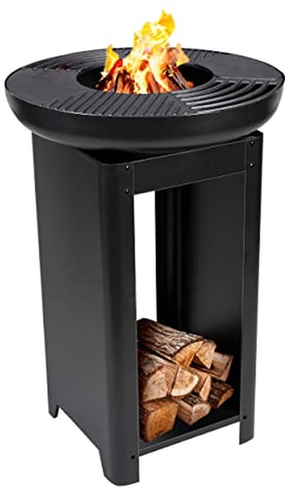 Vuurkorf Grill - Buitenhaard Terrashaard - Sfeerverwarming Koken - 3-in-1 Functie - 61 x 90 cm - Zwart