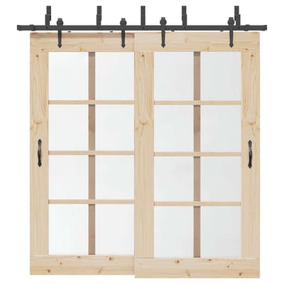 vidaXL - Doos - met - onderdelen - voor - schuifdeur - 213,5 - cm - staal - zwart