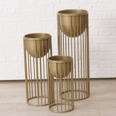 Planten houders - Planten bak - Goud - Metaal - 3 set - 70cm - Ø26cm.