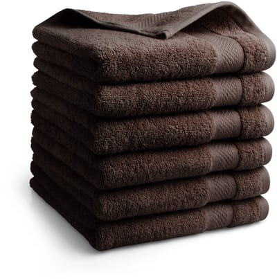 DoubleDry Hotel Handdoeken 50 x 100 cm – Set van 6 – 100% Katoen 500 g/m2 – Zacht & Absorberend - Chocoladebruin