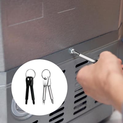 Set van 4 kleine EDC-schroevendraaiers – mini-kruiskopschroevendraaier – met sleutelhanger – cadeau voor mannen – zwart/zilver
