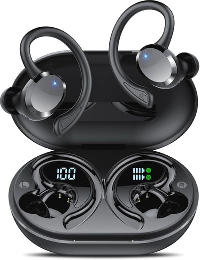 Bluetooth Sports Headphones 2025 In-Ear Headphones Wireless Bluetooth 5.4 Deep Bass with 4 ENC Noise Cancelling Microphone, 68 Hours Wireless Headphones, Hi-Fi Stereo, Dual LED Display