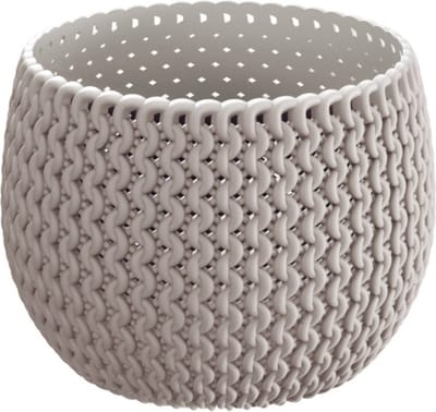 Plantenpot/bloempot kunststof dia 14,5 cm en hoogte 11 cm in het beige/taupe voor binnen/buiten