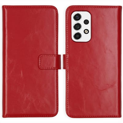 Selencia Hoesje - Geschikt voor Samsung Galaxy A53 - Echt Lederen Bookcase - Rood