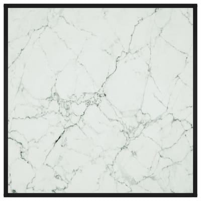 vidaXL - Salontafel - met - wit - marmerglas - 90x90x50 - cm - zwart