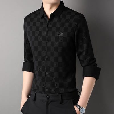 Nieuwe Heren Wollen Overhemden, Slim-fit Tops, Naadloze Overhemden, Modieuze Casual Basisoverhemden 3XL
