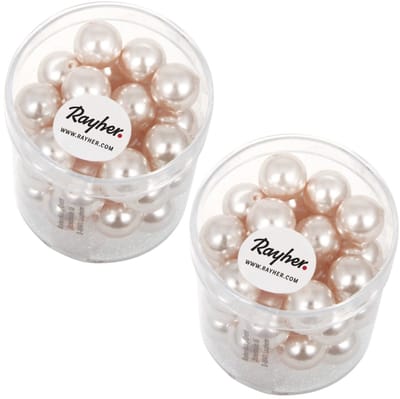 Rayher hobby glaskralen parels - roze / parelmoer - 70x stuks - 10 mm - DIY sieraden maken - Kralen rijgen