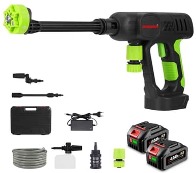 Hogedrukreiniger 60 bar - Mobiel Waterpistool met Accu's en Spuitmodi voor Autowassen en Irrigatie