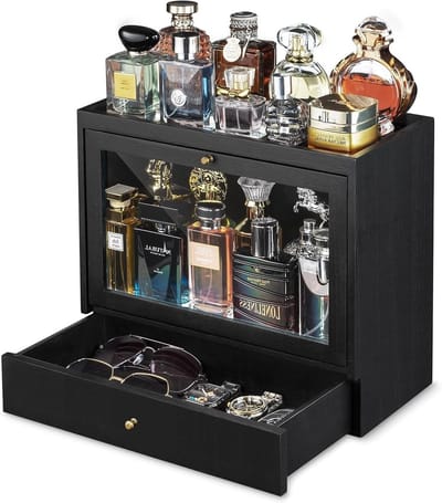 Houten Parfumhouder voor Mannen met Lade - Stijlvolle Organizer voor Parfumflessen en Accessoires