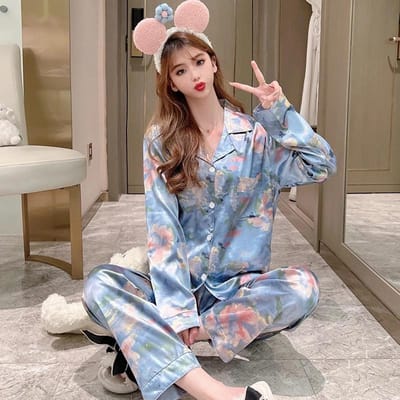 Patroon Dames Nieuwe Pyjama's Kunstprint Damespyjama's Nieuw Lente Casual Dames Casual XXL gray