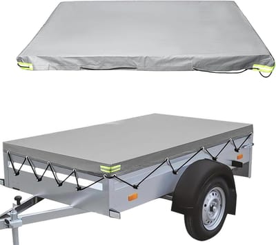 Aanhanger Afdekzeil - Plat Dekzeil - Aanhanger Beschermen - Waterdicht Scheurvast - 208x114x13 cm - Grijs