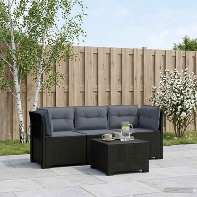 vidaXL - 3-Zits - Tu - bank - met - Kussens - Rattan - Look - PP - Antraciet