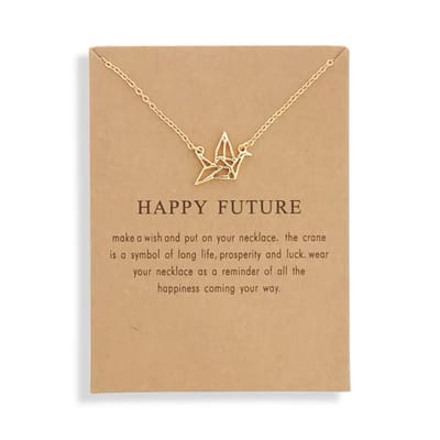 Bixorp Luck Geluksketting met Origami Vogel Goudkleurig - Afscheidscadeau - Cadeau voor Haar / Dames / Vriendin / Mama / Vrouwen - Ketting met Origami Hanger