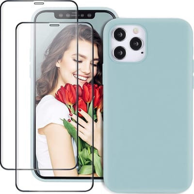 Backcover Hoesje Geschikt Voor: 12 Liquid Silicone rubberen + 2X volledige Tempered screenprotector - Smaragdgroen