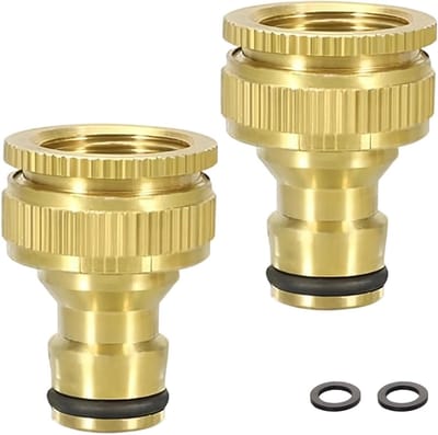 Faucet Connector voor Tuinslang, 3/4 Inch en 1/2 Inch Adapter, Messing 2-in-1 Slangverbinder voor Wasmachine en Tuingebruik