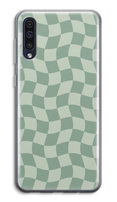 Case Company® - Hoesje geschikt voor Samsung Galaxy A50 hoesje - Grid Groen - Soft Cover Telefoonhoesje - Bescherming aan alle Kanten en Schermrand