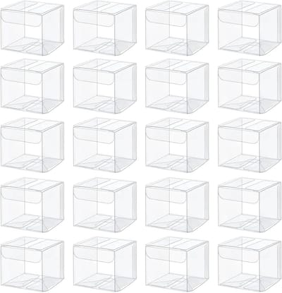 25 Stuks Mini Transparante Vierkante Cadeauverpakking, PET Dozen voor Feestjes, Geschikt voor Kerst, Verjaardag en Bruiloften (6x 6 x 6CM)