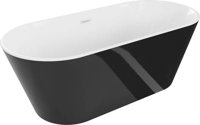 Mexen Flavia vrijstaande badkuip 150 x 75 , wit/zwart, witte overloop - 54031507575-20