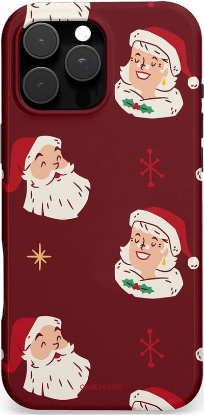 Casetastic Hoesje Geschikt voor Apple iPhone 16 Pro Max Magsafe - Stijlvolle Beschermende Duo-layer Case - Mr. & Ms. Santa - Kerst