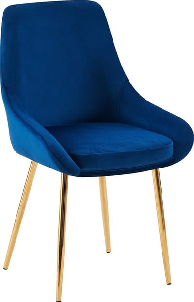 CLP Elmira Eetkamerstoel - Klassiek - Met rugleuning - Met armleuning - Met rugleuning - Velvet - goud/donkerblauw
