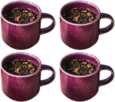 MPLCo - Stack Mok - Koffiemok met Reactieve Glazuur Handgemaakt Design - Set van 4 - Theemok - Modern Minimalistisch Servies - voor Koffie Thee Espresso - Vaatwasserbestendig - Keramiek - 350 ml - Diep Paars