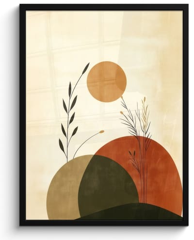 Poster in lijst - Fotolijst 50x70 cm - Posters - Planten - Abstract - Vormen - Posterlijst zwart - Decoratie - Wanddecoratie woonkamer - Muurdecoratie slaapkamer