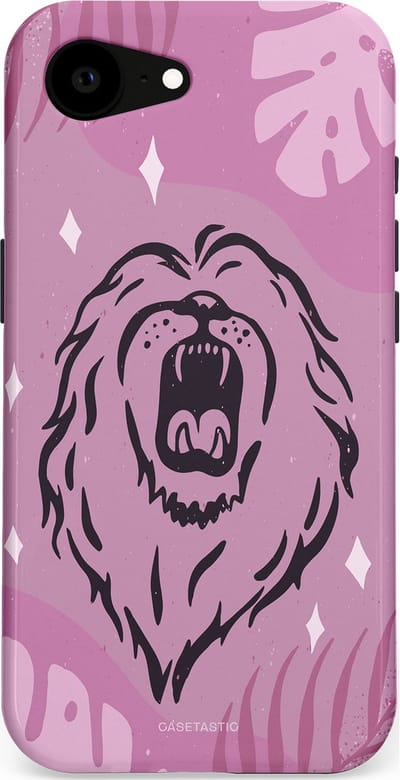 Casetastic hoesje geschikt voor Apple iPhone 16e / Apple iPhone 17e - MagSafe - Dubbellaagse bescherming - Trots en vurig - Fashion Case - Lila Lichtroze Donkergrijs