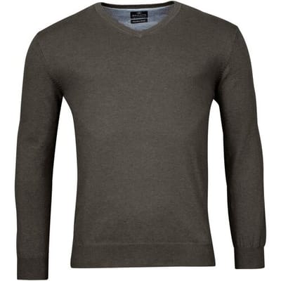 Baileys Trui Pima Cotton V-Neck Uni Color Single Knit Anthracite / male