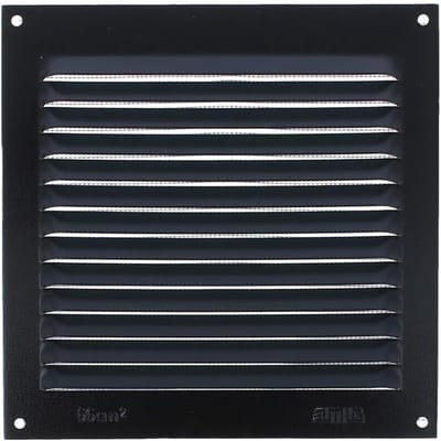Aluminium Ventilatie Rooster Zwart Rechthoekig met Insectennet (150x150 mm)