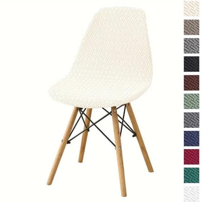 Nieuwste Shell Stoelhoes voor Thuisgebruik Hotel Restaurant Eetstoel Eames Shell Stoelhoes T-vormige Stofdichte Stoelhoes 40*40*22cm beige